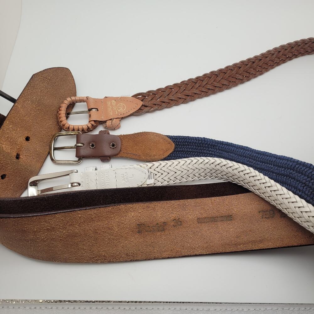 Mixed Belt Lot Braided Leather Canvas Western Boho Vintage Distressed Accessorie - Picture 4 of 13